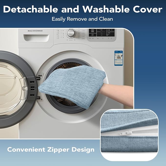 Chair Cushions for Dining Chairs, Non Slip Chair Pads with Ties and Covers, Memory Foam Kitchen Chair Cushions Set of 6, 16"X16"X2.5", Light Blue - Image 4
