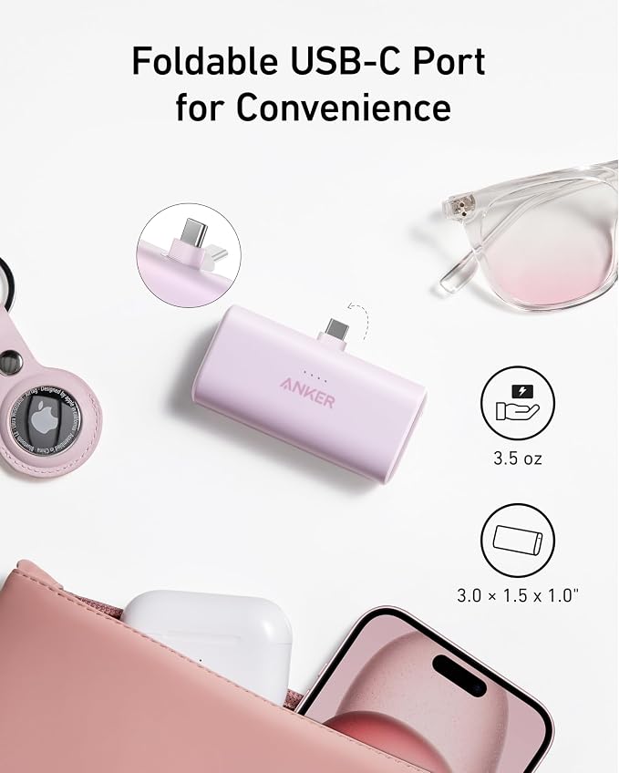 Anker Nano Power Bank,5,000mAh Portable Charger, Built-in USB-C Connector | 5,000mAh 22.5W Portable Charger for iPhone 17 / 16 / 15 Series, Galaxy S23 / S22 Series, iPad Pro / Air, AirPods, and More - Image 3