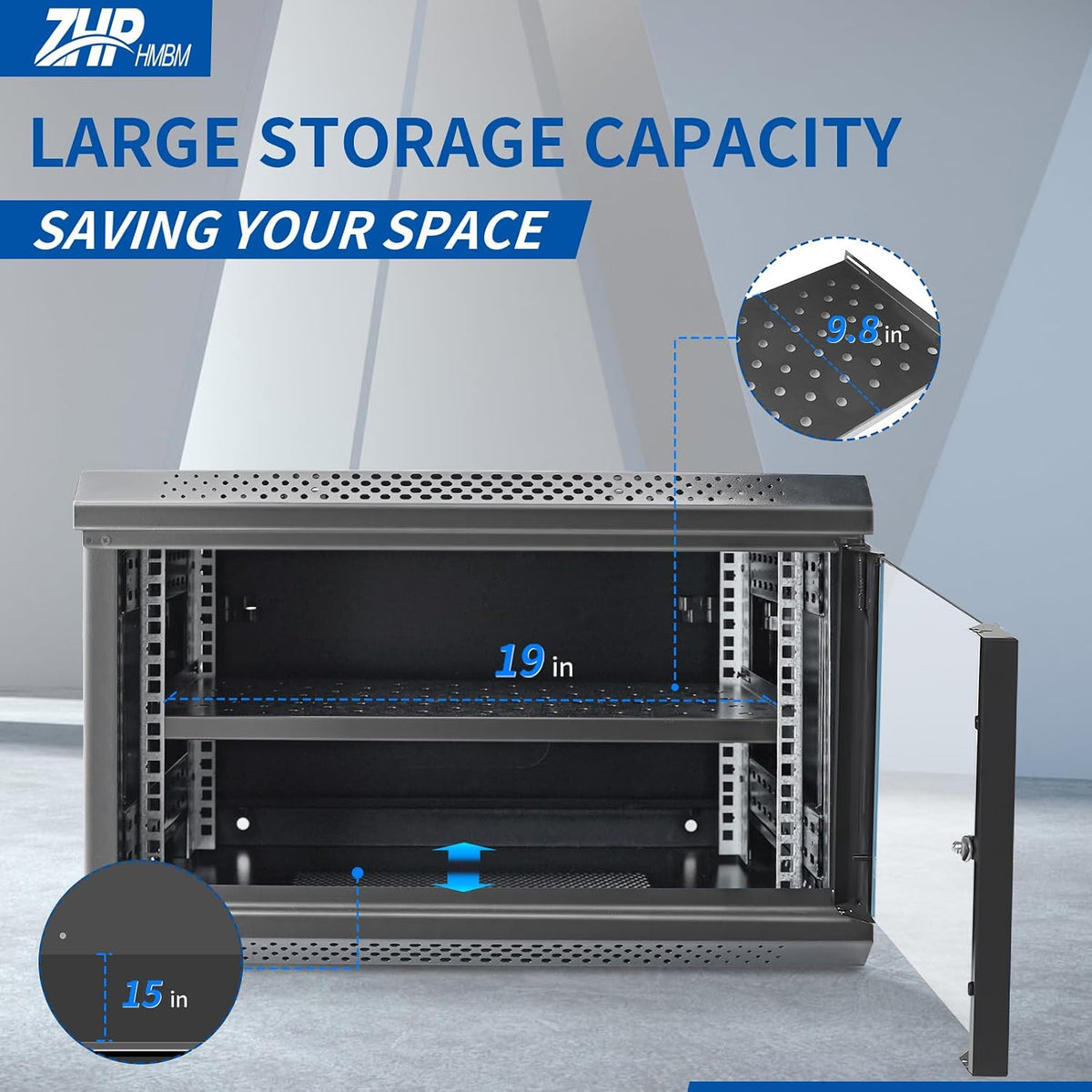 6U Wall Mount IT Network Rack Cabinet - SPCC Cold-Rolled Steel with Vents for Heat Dissipation, Easy Assembly and Cable Routing 15 in Depth for AV and Network Equipment - Image 6