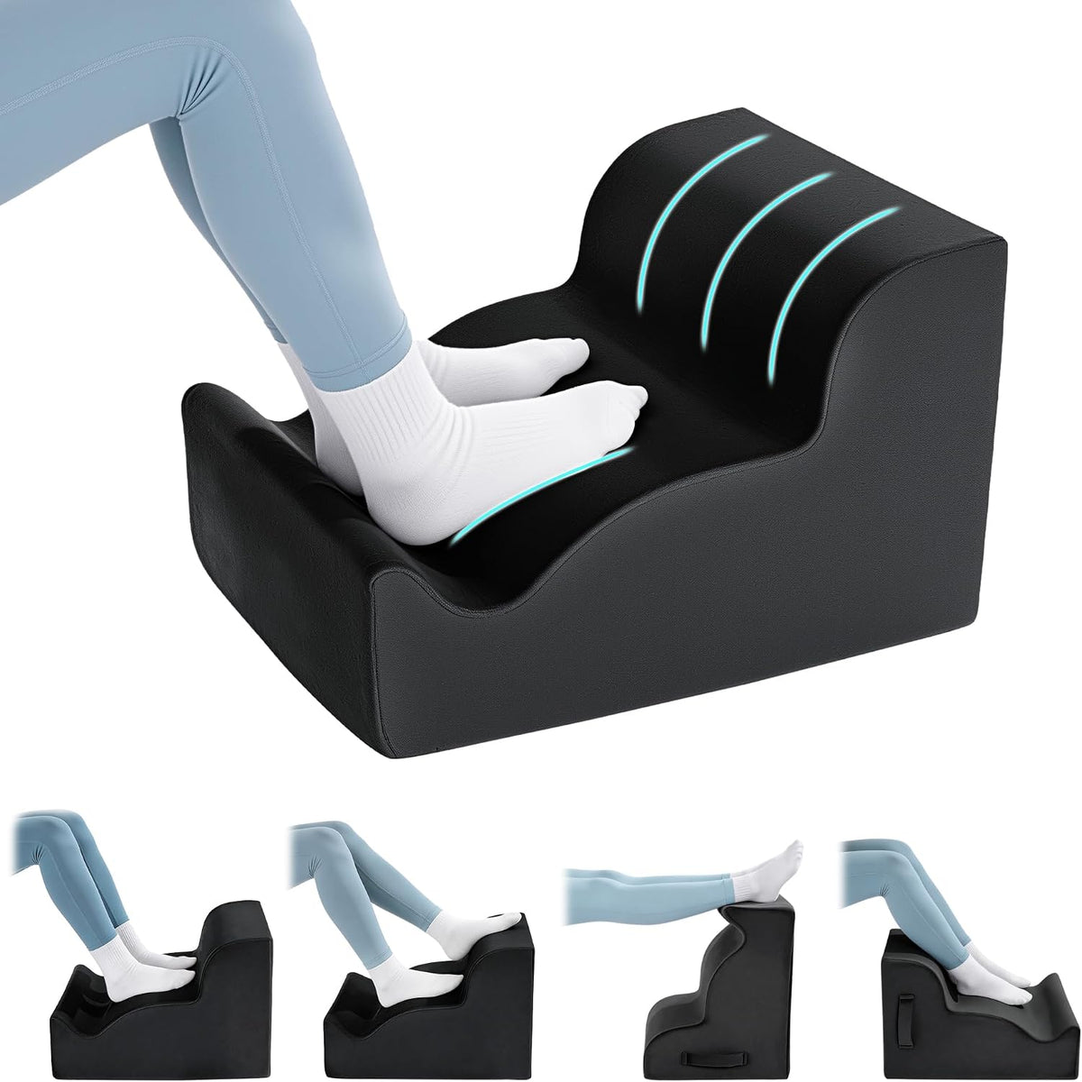 Ergonomic Foot Rest Under Desk, Large Leg Rest for Desk with High Density Foam, Office Foot Stool for Chair, Multi-Use Leg Elevation Support Cushion for Work, Gaming, Sofa Relaxation(Black) by BALAPET