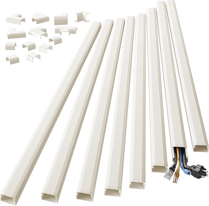 Yecaye TV Cord Hider, 125in Cord Cover, W1.18in H0.6in, Beige | Large Cable Hider, Wire Covers for 4 Cords, Cable Raceway Wire Hiders for TV on Wall, Cable Cover Cord Concealer by Yecaye