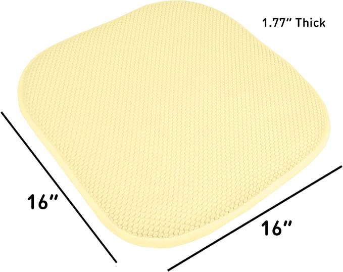 Sweet Home Collection Chair Cushion Memory Foam Pads Honeycomb Pattern Slip Non Skid Rubber Back Rounded Square 16" x 16" Seat Cover, 6 Pack, Yellow - Image 4