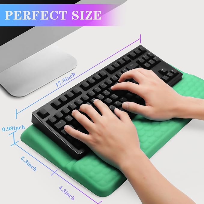 Computer Keyboard Stand with Wrist Rest, Ergonomic Tilted Keyboard Holder - Keyboard Riser with Wrist Pad - Keyboard Tray Support for Office Home - Green - Image 6