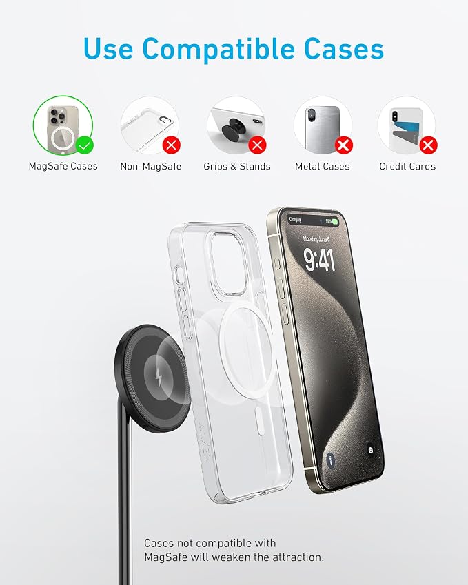 Anker PowerWave 2-in-1 MagSafe Compatible Wireless Charging Stand | Magnetic Dual-Device Dock Lite for iPhone 16 / 15 / 14 / 13 Series, AirPods 2 / Pro, and More (Adapter Not Included) - Image 5