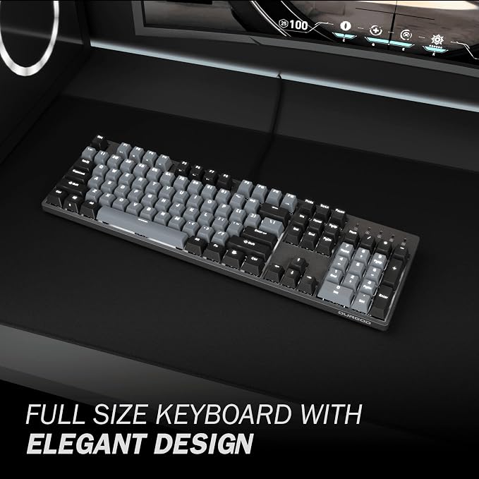 DURGOD Taurus K310 Mechanical Keyboard | Backlit | 104 Keys Full Size | USB C Wired | Doubleshot PBT Keycaps | Programmable Keys | NKRO Rollover | for Windows & Mac | Cherry MX Red, Corona - Image 2