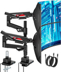 ARES WING Heavy-Duty Gas Spring Dual Ultrawide Monitor Arm57 60Lbs USB VESA | Height Adjustable & Extendable,Built-in USB Port,60Lbs Per Screen, Multi VESA Fit, Clamp & Grommet Base For Ultrawide Screens by ARESWING
