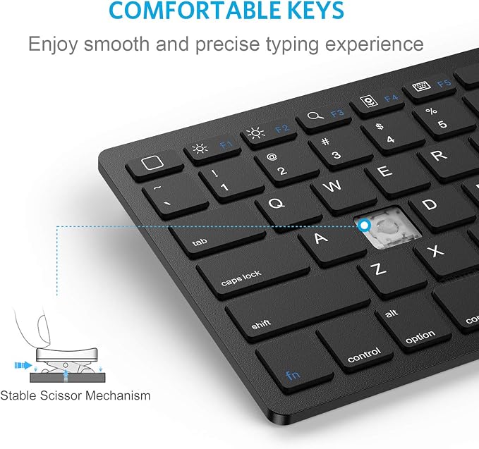 OMOTON Ultra-Slim Bluetooth Keyboard for iPad,iPad Pro/Air/Mini,iPhone | Stable Wireless iOS Keyboard with 12 Multimedia Keys, Portable Size for Office, Business, Travel, School, Black - Image 7