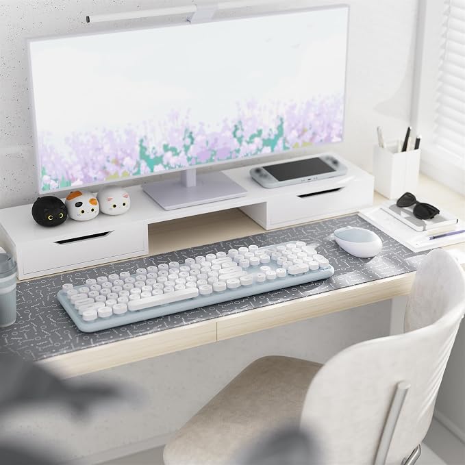 Colorful Wireless Keyboard and Mouse Combo Green White | Full-Sized Office Keyboard with Typewriter Flexible Keys, 2.4GHz Dropout-Free Connection, Optical Mouse for PC Laptop - Image 2