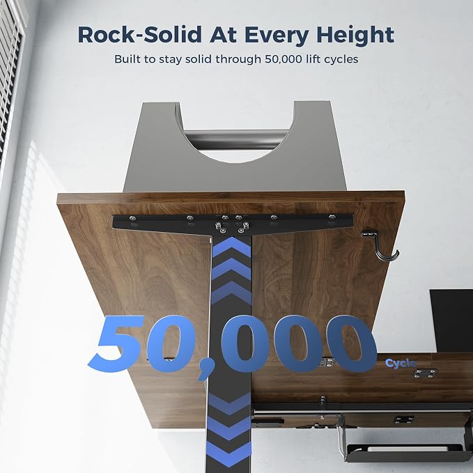 Klicelor L Shaped Standing Desk 63 x 48 Inch,Electric Height Adjustable Corner Desk with Cable Management & Power Outlets, Ergonomic Sit Stand Up Computer Table for Home Office,Dark Walnut - Image 9