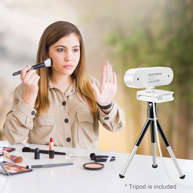 2K Webcam for PC, Webcam with Microphone and Tripod, Auto Light Correction, USB Camera Plug and Play, 90° Wide FOV, Privacy Cover, Works with Skype, Zoom, Meet, Teams, PC, Laptop, Mac, Tablet - Image 8