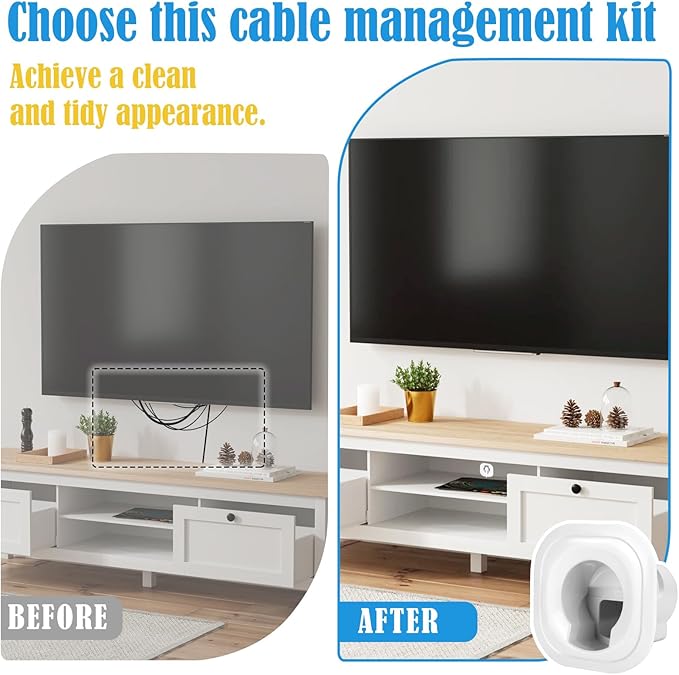 in Wall Cable Management Kit for Wall Mounted TV, Professional TV Cord Hider & Wire Concealer with Power Outlet & Pass Through, Included DIY Hole Saw, Hide Cables Behind Wall, White - Image 2