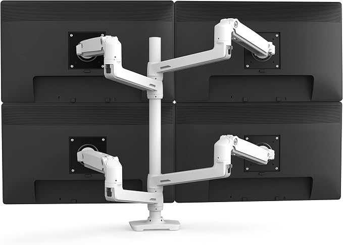 Ergotron – LX Vertical Stacking Dual Monitor Arm, VESA Desk Mount – for 2 Monitors Up to 40 Inches, 7 to 22 lbs Each – Tall Pole, White - Image 9