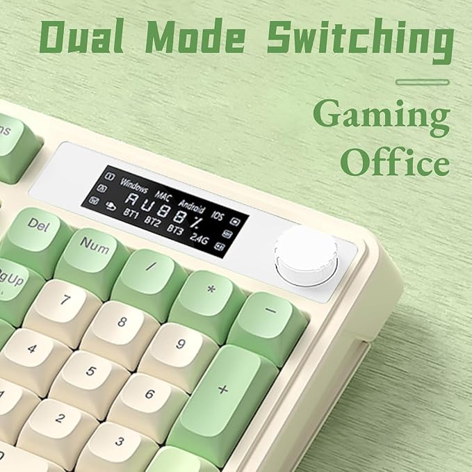 AULA S99 Pro Gaming Keyboard, Cute Creamy Wireless Keyboard | Tri-Mode Bluetooth/2.4G/USB-C Computer Keyboards, Media Knob Custom RGB Backlit with Number Pad Smart Screen- Purple - Image 5