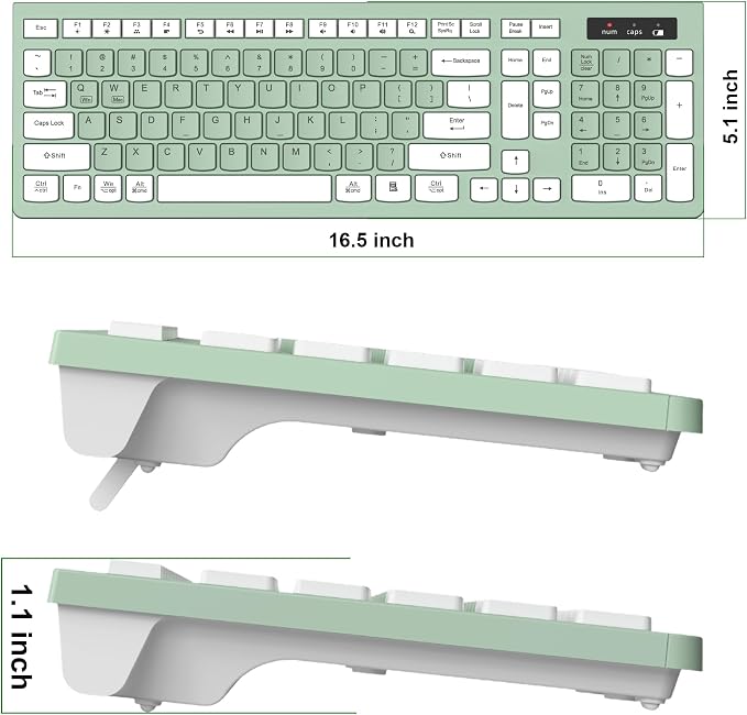 RECCAZR Wireless Keyboard Silent for Office and Home(Avocado Green) | 2.4G Full Size Silent Cordless Keyboard with Tilt Legs for Windows/Mac OS/Desktop/Laptop/PC - Image 8