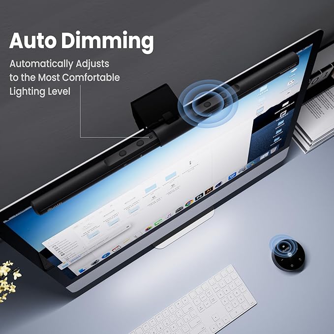 Quntis Computer Monitor Lamp, Screen Monitor Light Bar for Eye Caring, USB Reading LED Task Lamp with Auto-Dimming, Dimmable Light Bar, Touch Control, No Glare Space Saving Home Office Desk Lamps - Image 6