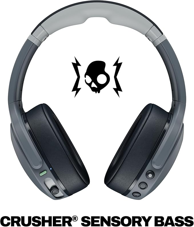 Skullcandy Crusher Evo Wireless Multi-Sensory Bass Headphones - Chill Grey | Bluetooth, Noise Isolating Over-Ear Fit, 40 Hours Battery, Microphone, Working Out, Gym, Travel, Studying, Music - Image 2