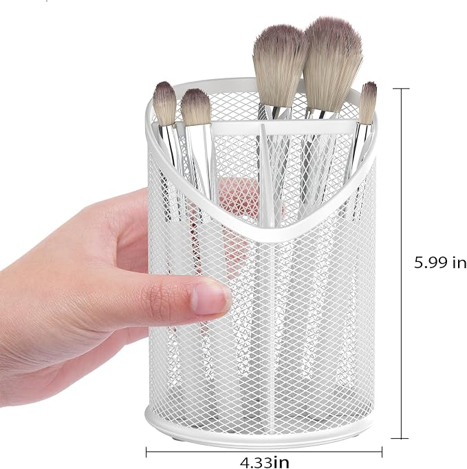 Delifox 2 Pack Pen Holder Mesh Round Pencil (White) - Image 2