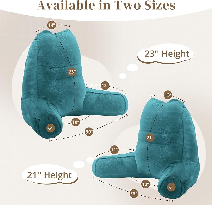 Sasttie Reading Pillow for Bed, Back Pillow for Sitting Up, Teal Blue | 21" Backrest Support Cushion for Couch, Sofa, and Floor, Dorm Essentials, OEKO-TEX, Adjustable Down Alternative Fill - Image 2
