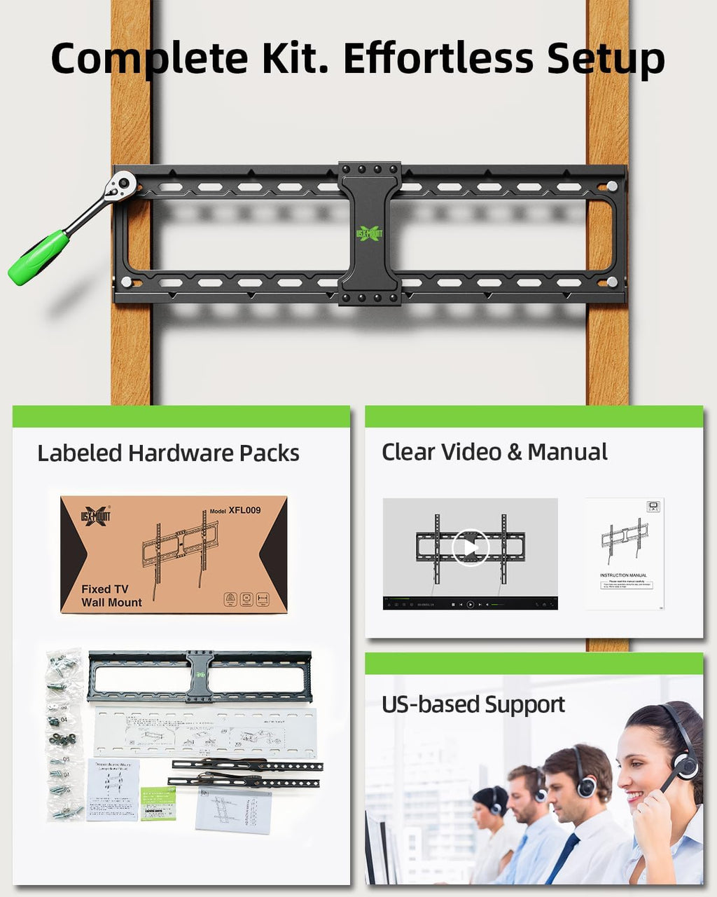 USX MOUNT TV Wall Mount,Low Profile TV Mount for Most 42-95 Inch Flat Screen Televisions,Max VESA 600x400mm Fixed Wall Mount Bracket Holds up to 132 lbs,Fits 16"/18"/24" Studs - Image 7