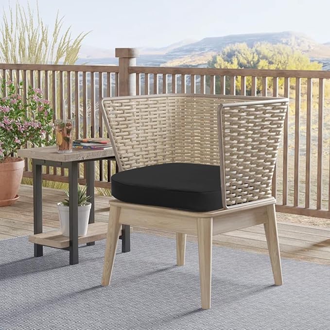 idee-home Outdoor Chair Cushions Set of 4, 19" x 19" D-Shaped | Thick Outdoor Seat Cushions Waterproof Patio Furniture with Ties Dining Pads - Image 6