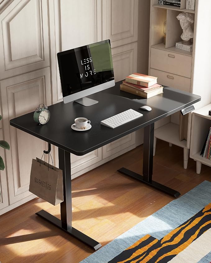 FEZIBO One-Piece Standing Desk, 48"x24" Seamless Tabletop Electric Height Adjustable for Home Office, Study Rooms & Multi-Device Workstations, Black - Image 2