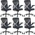 Office Chair: Mesh Ergonomic Desk Chair with 3D Lumbar & Swivel | 330LBS Computer Chair-Executive Task Chairs with Flip-up Arms Home Office Chairs Gaming Chair for Long Hours(Black-Pack of 6) by Ergalithic