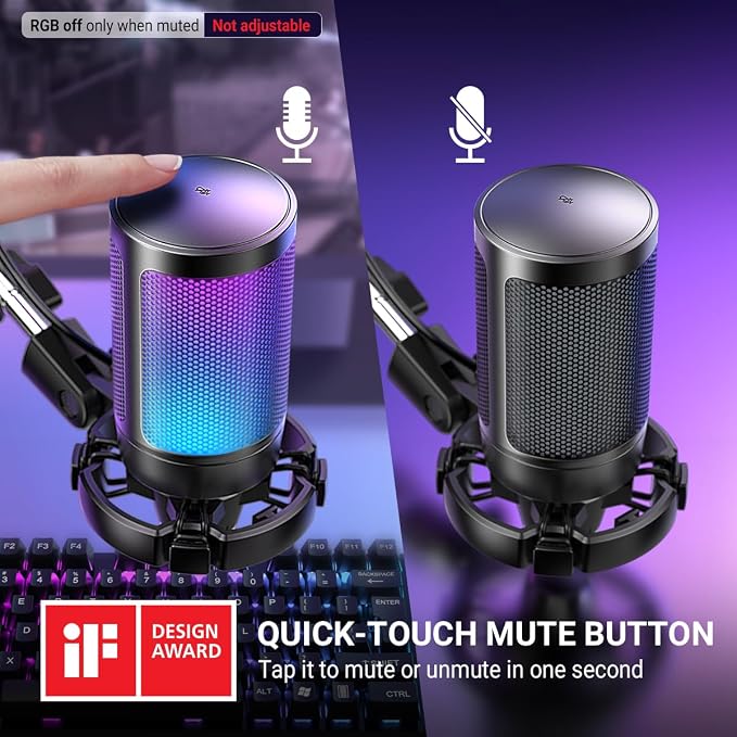 FIFINE AmpliGame A6T USB Gaming Microphone Kit, Condenser Mic for Streaming | Mute Button, RGB Indicator, Boom Arm, Gain Control, Pop Filter, Shock Mount, for PC PS4/5 Discord Twitch Podcasts YouTube - Image 4