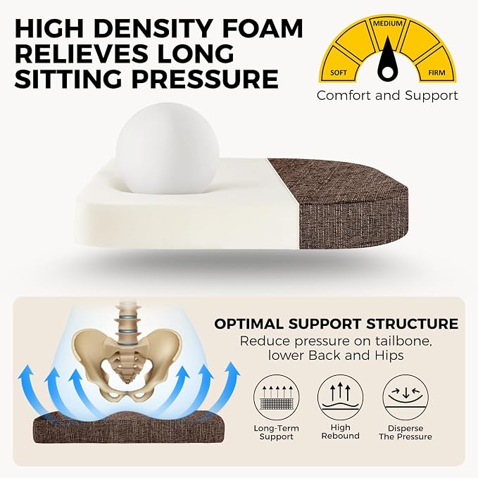 downluxe Indoor Chair Cushions for Dining Chairs, Soft and Comfortable Textured Foam Kitchen Chair Pads with Ties and Non-Slip Backing, 16" x 16" x 2", Brown, 4 Pack - Image 5