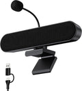 Inwa Computer Speakers with Microphone for Desktop PC, USB Wired Clip On Computer Sound Bar, Plug-n-Play Laptop Speaker w/Mic for Meeting/Gaming/Learning, Clear Audio, Easily Clamps to Monitors by Inwa