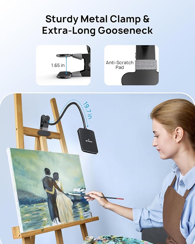 TROND LED Desk Lamp with Clamp, 1000LM Bright 3-Level Dimmable Desk Light | 6000K Daylight Extra-Long Flexible Gooseneck Clip on Light, Eye-Care Clamp Lamp for Painting, Workbench,Reading, Sewing - Image 4