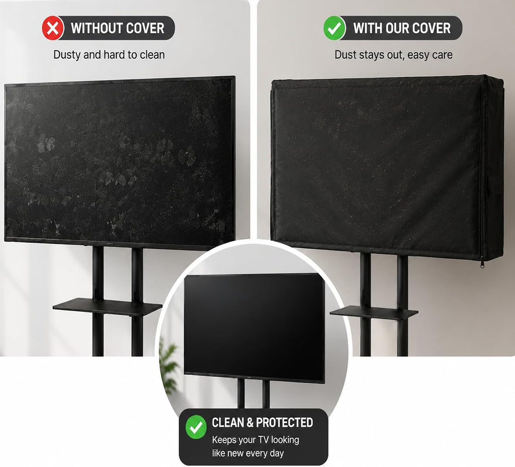 Outdoor Waterproof Rolling TV Cart Cover, Black Dustproof Mobile Television Stand Cover Fit 50-55 Inch TV - Image 7