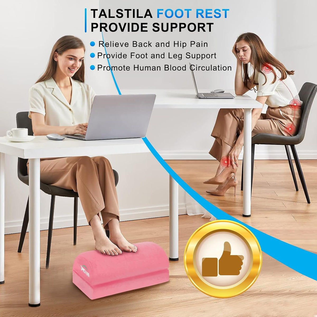 TALSTILA Foot Rest for Under Desk at Work, Under Desk Footrest, Ergonomic 2 Adjustable Heights Footrest, Footrest with Feet Warm Pocket, for Office Desk & Office Chair… - Image 4