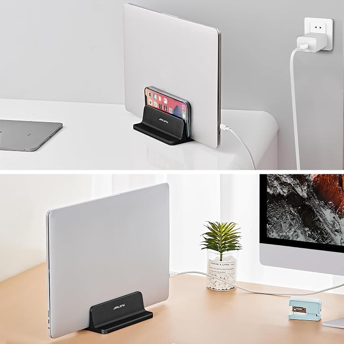 JARLINK Vertical Laptop Stand, Adjustable Aluminum Desktop Holder, Black | Vertical Laptop Holder Fits up to 17.3" Notebooks, Space-saving Desktop Organizer for MacBook, Surface, Dell & Gaming Laptops - Image 7