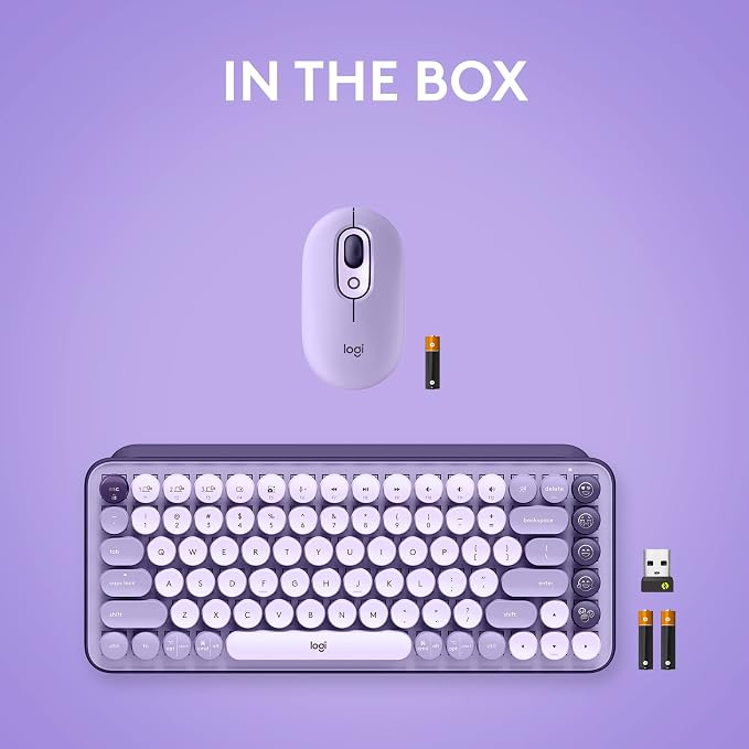Logitech POP Keys + POP Mouse - Wireless Keyboard and Bluetooth Mouse Combo with Typewriter-Style Mechanical Keys, Emoji Features, Cute Compact Design - Cosmos - Image 10
