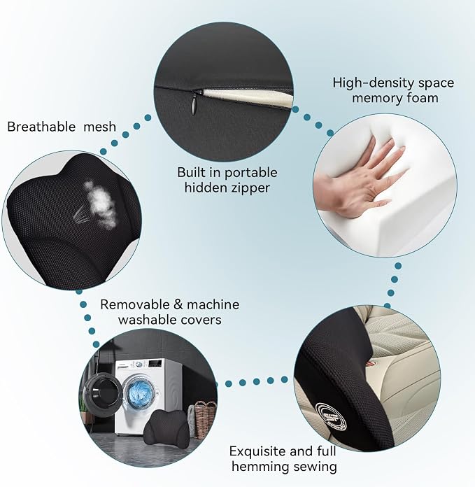 Make Relaxing Lumbar Support Pillow, Back Pillow for Lower Back Pain Relief | 100% Memory Foam Lumbar Pillow with Breathable Removable Cover - Improve Sitting Posture & Back Pain Relief Suport Pillow - Image 3