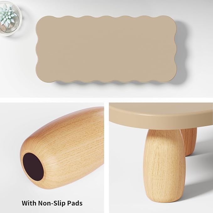 AFOOYO Monitor Stand Riser,Cookie-Shaped Sturdy Wood Computer Monitor Stand, Monitor Stand Riser, Multi-Purpose Desktop Organizer Riser for Computer,Laptop,Printer,TV,khaki - Image 7