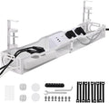 Under Desk Cable Management Box 25.3 Inch – Clamp-Mounted Cable Organizer Tray, Large Cord Management Box for Office & Home, Wire Organizer Under Desk Storage, White by QUELIEN