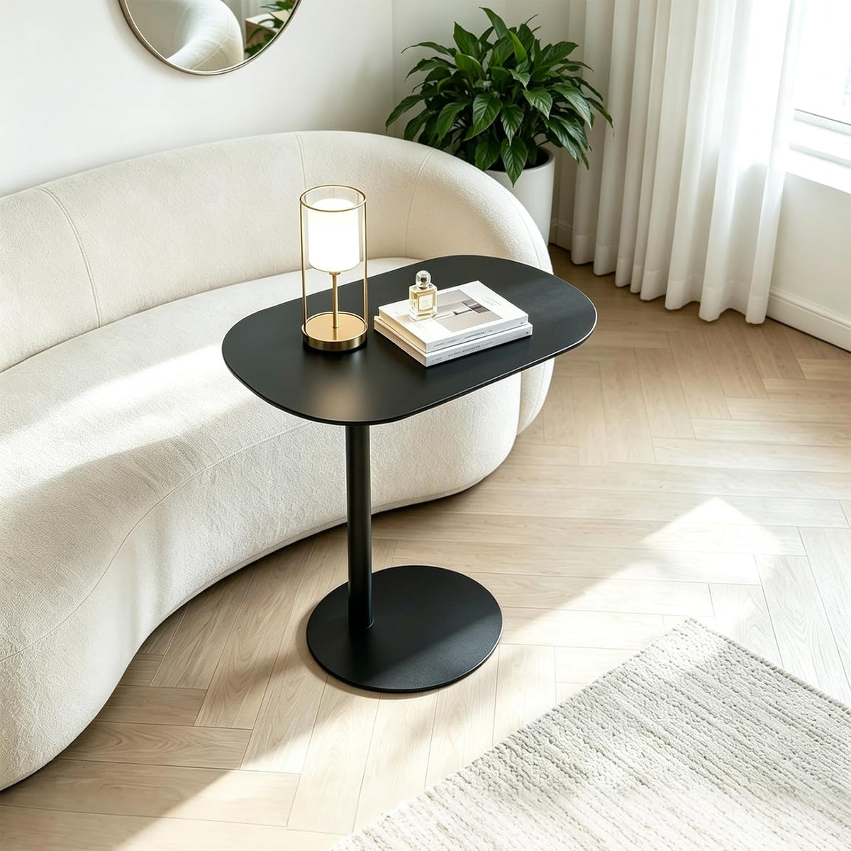 C Shaped End Table Small Side Table Living Room, Metal Coffee Accent Table - Image 4