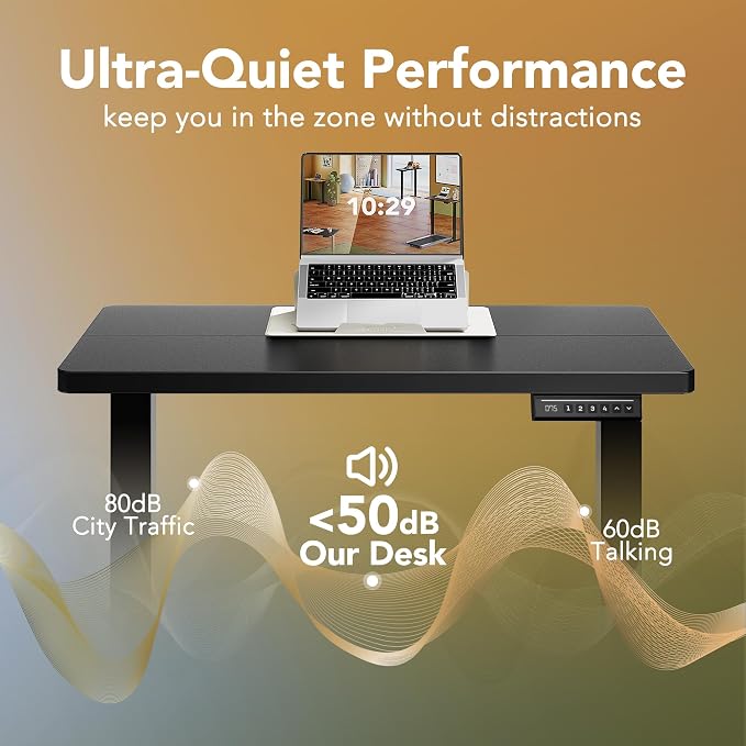 HUANUO 71x30 Inch Electric Standing Desk, Height Adjustable, Black | 176 Lbs Capacity, Smooth Home Office Desk, 4 Memory Presets & Headphone Hooks, 28.3–46.5 Inch Height Range, Easy to assemble - Image 7