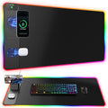 Wireless Charging Mouse Pad with Magnetic Phone Stand, 31.5"x15.8" Large | Gaming Mousepad RGB Desk Mat, Smooth Glide, Stitched Edge, Non-Slip Rubber Base, Waterproof Keyboard Mat, No Adatper by abcmat