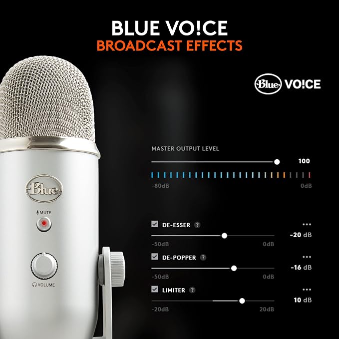 Logitech Creators Blue Yeti USB Microphone for PC, Mac, Gaming, Recording, Streaming, Podcasting, Studio and Computer Condenser Mic with Blue VO!CE Effects, 4 Pickup Patterns, Plug and Play - Silver | Mac, Gaming, Recording, Streaming, Podcasting, Stud... - Image 6