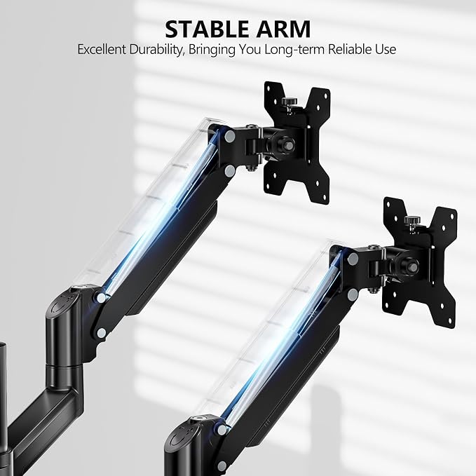 WALI Triple Arm Laptop and Dual Monitor Desk Mount for 17" Notebook and Up to 32" Screens, Adjustable Monitor Arms with Tilt Swivel Rotation, VESA 75x75 100x100, Black (GSDM003LP) - Image 5