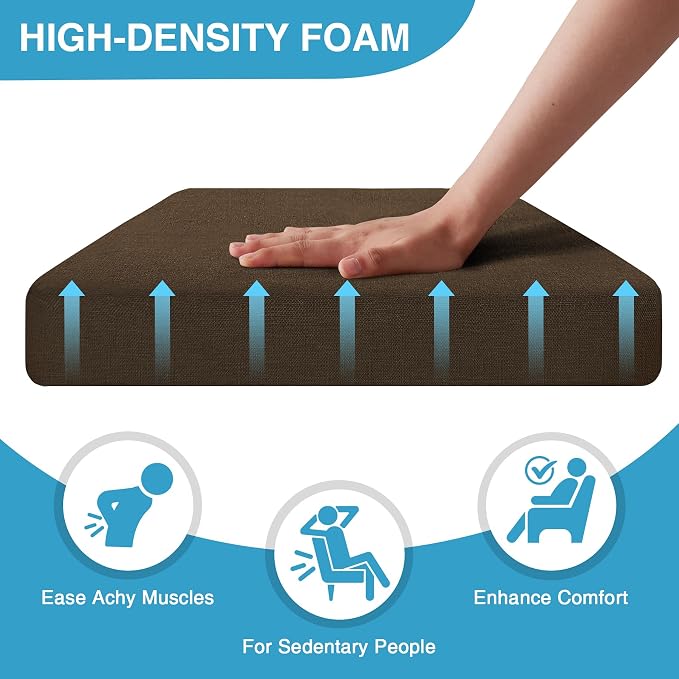 IASEAHK Chair Cushions for Dining Chairs Set of 6, Non Slip Kitchen Chair Pads, 17" x 16" x 2", Indoor Dining Chair Cushions with Ties, D-Shaped Seat Cushions for Kitchen Chairs, Brown - Image 3