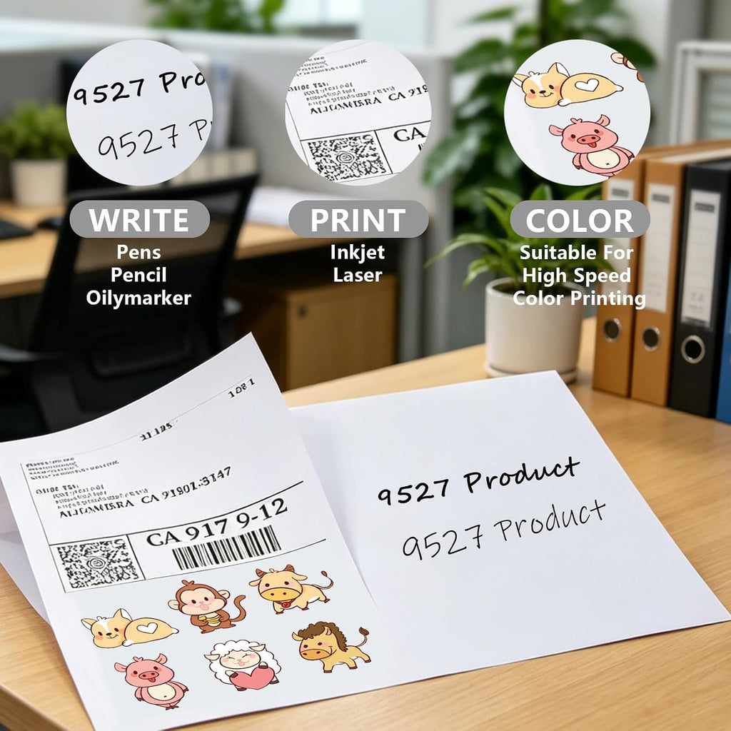 9527 Product Half Sheet Self Adhesive Shipping Labels for Laser & Inkjet Printers White Blank,2 Labels per Sheet (300 Lables) - Image 5