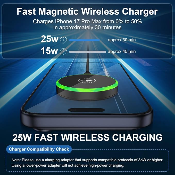 25W Magnetic Wireless Charger for Samsung S26 Ultra/S26 Fast Charging Pad | Magnet Wireless Phone Charger for Android Compatible with Samsung Galaxy S26+, Google Pixel 10/10 Pro XL/10 Pro Fold/10Pro - Image 4