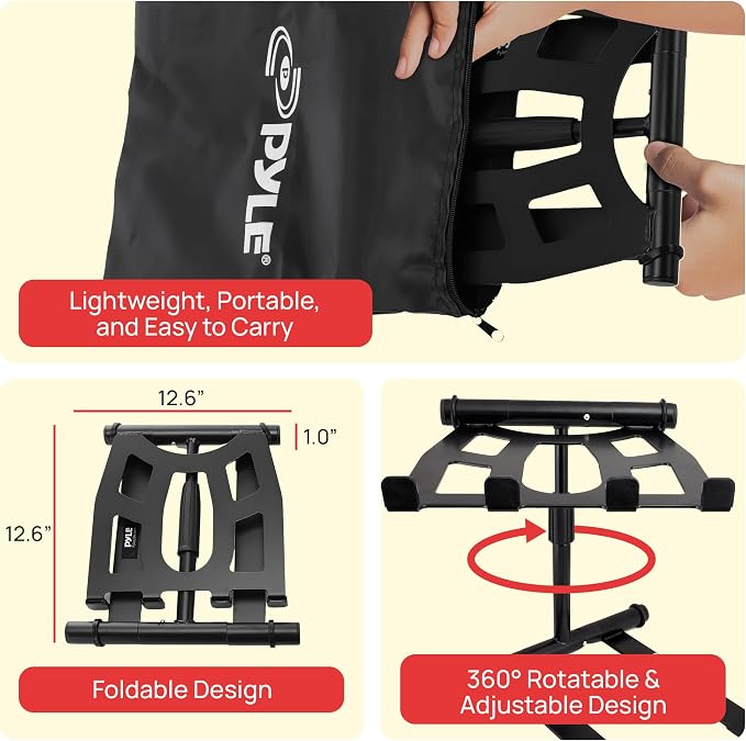 Pyle Portable Folding Laptop Stand - Standing Table with Adjustable Angle, Foldable Height and Four Prong Anti-Slip Tray for iPad, Tablet, DJ Mixer, Workstation, Gaming and Home Use - PLPTS55 - Image 4