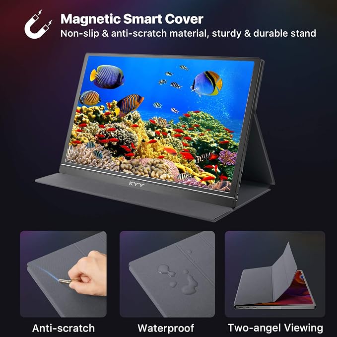 KYY Portable Monitor 15.6'' FHD 1080P Portable Laptop Monitor USB C HDMI Gaming Monitor - Image 5