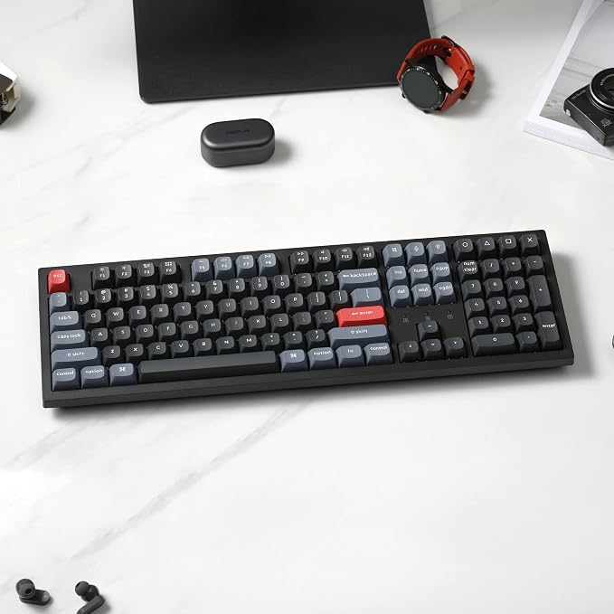 Keychron K10 Pro Wireless Custom Mechanical Keyboard Full-Size Layout | QMK Programmable Bluetooth/Wired White Backlit with Hot-swappable Keychron Brown Switch for Mac Windows Linux - Image 6