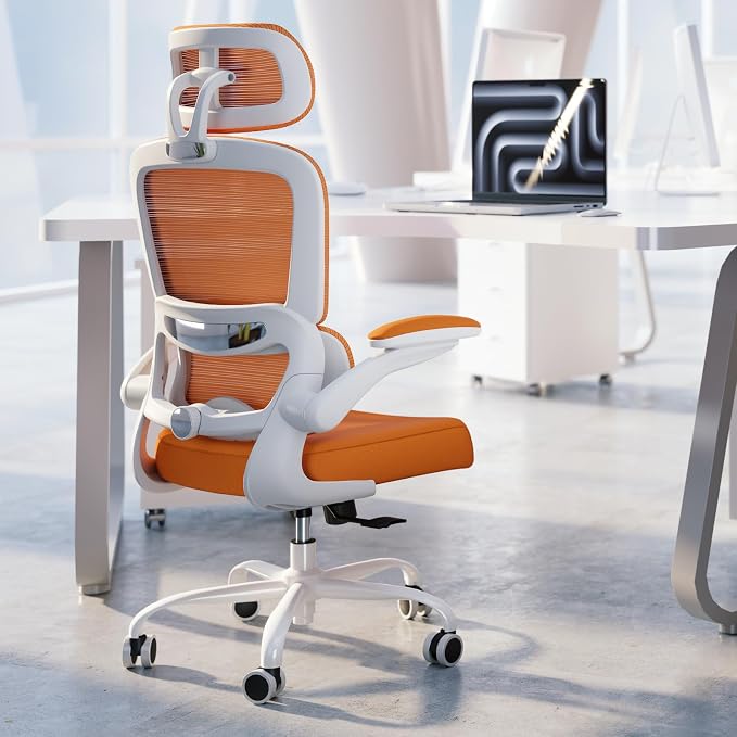 TRALT Office Chair Ergonomic Desk Chair - Gaming Chair with Lumbar Support | 330 LBS Home Office Desk Chairs with Headrest, Reading Chair with Flip-up Armrests, Comfortable Computer Chairs (1, Orange) - Image 9