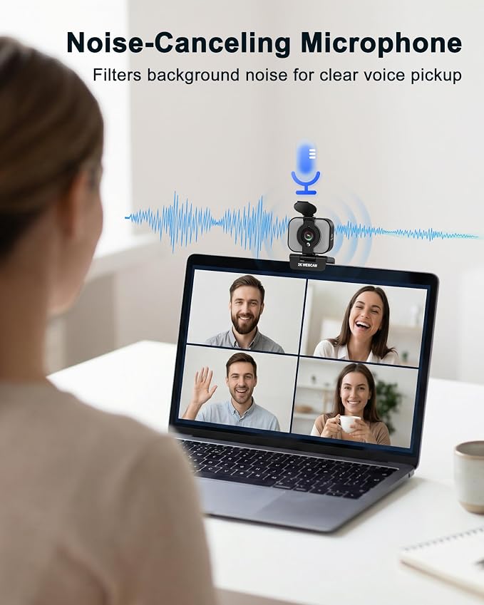 Atatat 2K Webcam for PC with Light, Microphone, Privacy Cover | Autofocus Web Camera for Desktop/Laptop/Monitor/Mac, Computer Camera for Zoom/Skype/Teams/Video Calling/Meeting - Image 8